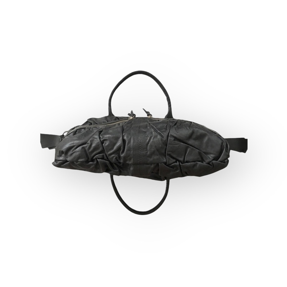 new Maria Bonita Extra ༄ Zip Pockets Leather Travel Bag ༄ Black Metallic Sheen - Picture 8 of 16